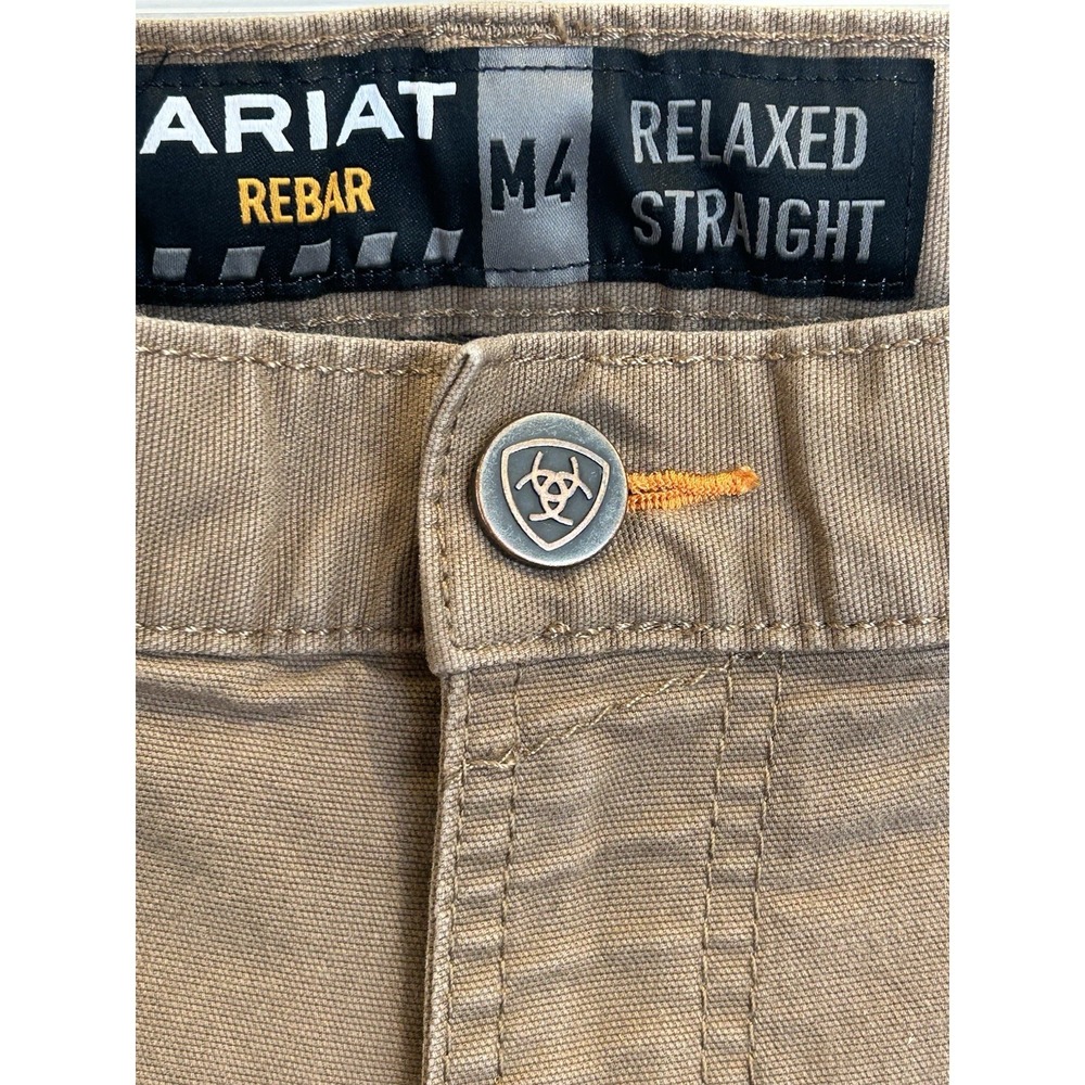 Ariat Rebar M4 Relaxed Men's 34x30‎ Field Khaki Double Knees Carpenter Canvas - Picture 2 of 14